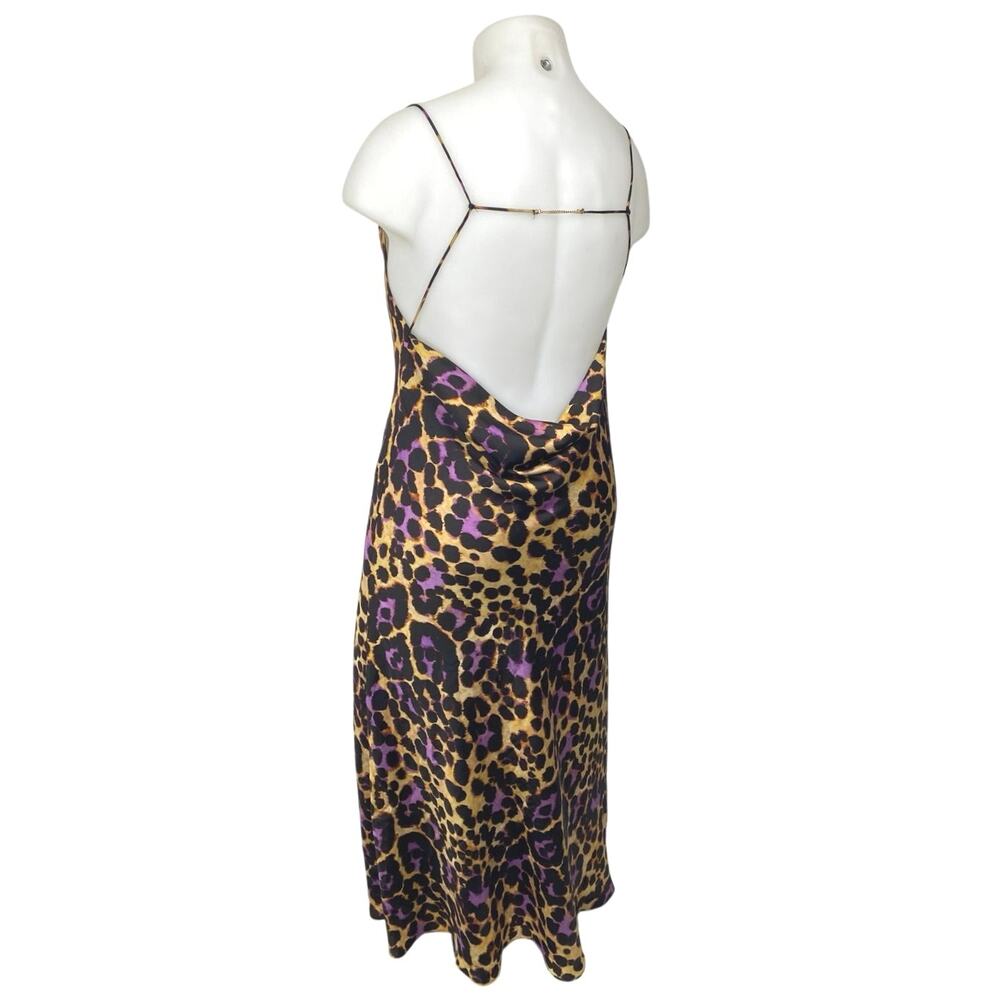 Zara Animal Print Midi Dress - Purple and Tan - Picture 2 of 5